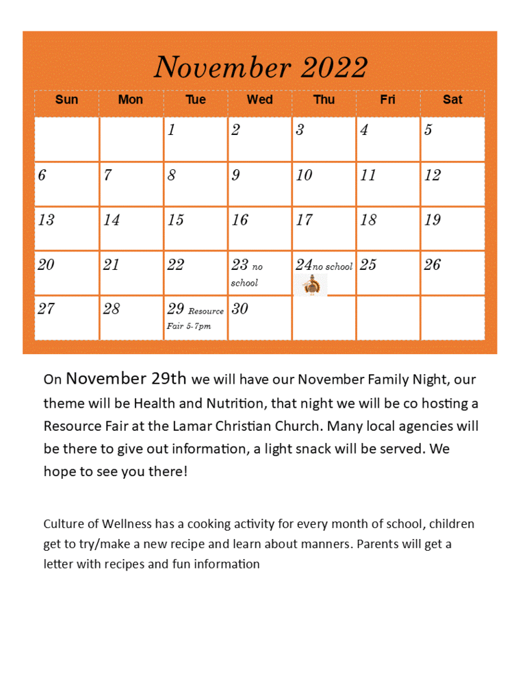 November News and Calendar English 