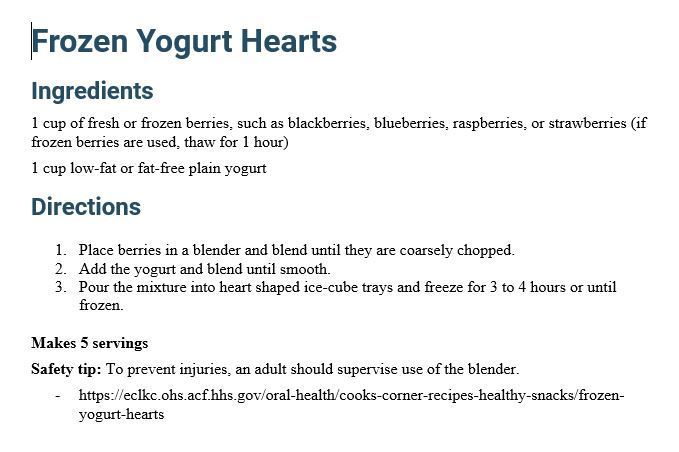 Frozen yogurt hearts